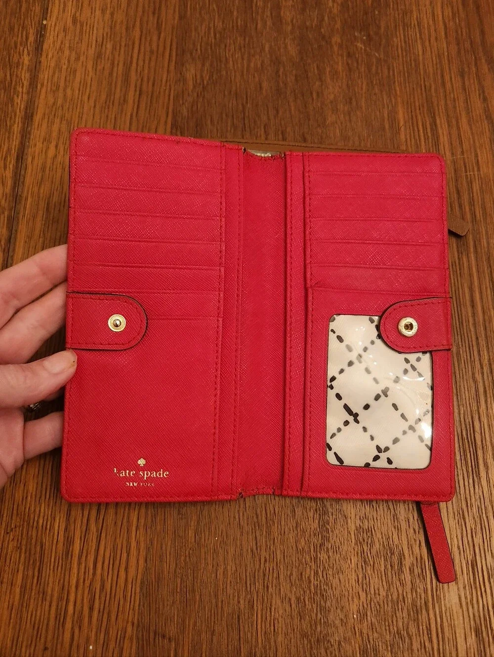 kate spade TWO Saffiano Leather Wallet - Red and Tan Great Condition!!!
